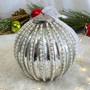 XXL Oversized Silver Mercury Glass 8" Ornament Ball Holiday Christmas Decor New